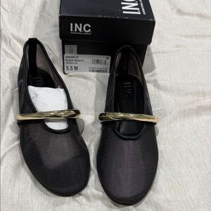 INC International Concepts Women's Black Flats with Gold Accent